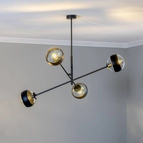 EMIBIG LIGHTING Plafoniere lineari, nero/trasparente, 4 luci