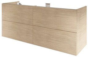 Mobile da bagno sospeso sotto lavabo L 150 x H 64 x P 48 cm rovere naturale, 2 cassetti 1 anta con cassetto Neo, Maniglie acquistabili separatamente