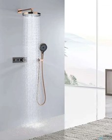 Sistema doccia termostatico a incasso ELITE EDITION BCS1603 con schermo, in più finiture tra cui nero e nero opaco — Rame - nero — Due uscite