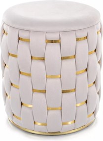Pouf Tiara Velvet con contenitore in velluto beige chiaro – Ø37x42 cm