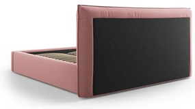 Letto matrimoniale imbottito rosa con contenitore e doghe 160x200 cm Elio - Milo Casa