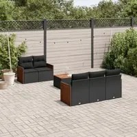 Set Divano da Giardino 6 pz con Cuscini Nero in Polyrattan 3259864