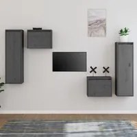 Mobili Porta TV 4 pz Grigi in Legno Massello di Pino 3100251