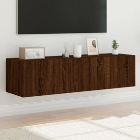 Mobili Tv A Parete Con Luci Led 2pz Rovere Marrone 60x35x31 Cm /