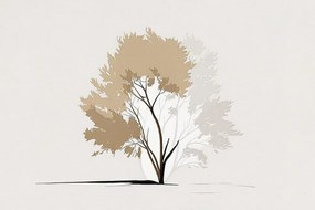Quadro su tela – Albero minimalista con foglie