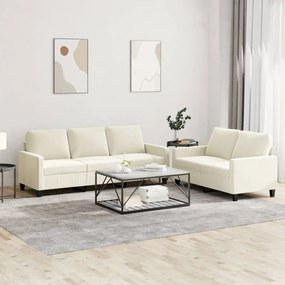 Set Di Divani 2 Pz Con Cuscini Crema İn Velluto /