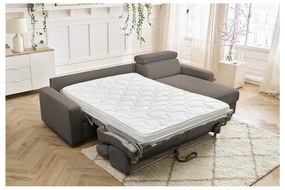 Divano angolare grigio/marrone allungabile (con composizione variabile) con rivestimento in velluto a coste Monaco – Bobochic Paris