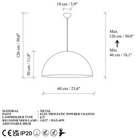 Lampadario a sospensione con filo KURE 1xE27/40W/230V oro