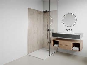 Pannello per parete da doccia effetto legno chiaro alluminio con profili L90xL120xH210cm - Lotto di 2 - ENEKO