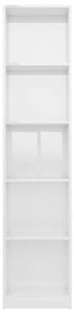 Libreria 5 Ripiani Bianco Lucido 40x24x175 cm Legno Multistrato