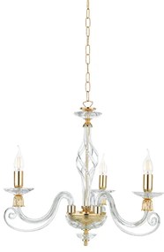 Lampadario a sospensione 1306 in vetro soffiato D62 cm lavorato a mano 3 luci ORO