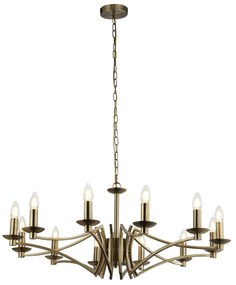 Lampadario Classico Ascot Acciaio Ottone 12 Luci E14