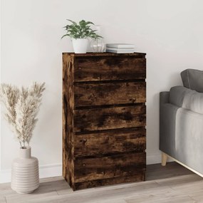 Cassettiera Rovere Fumo 60x36x103 Cm İn Legno Multistrato /
