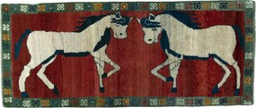 Gabbeh Tappeto persiano 90x210 Rosso (Iran) Annodato A Mano