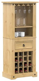 Portabottiglie Vino Corona 56x35x134,5cm Legno Massello Di Pino /