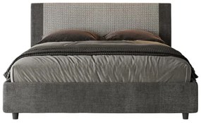 Letto con rete imbottito 160x210 tessuto Labirinto 02 grigio Rosal