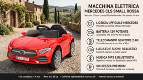 Macchina Elettrica per Bambini 12V con Licenza Mercedes CLS Small Rosso...