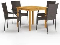 Set Mobili da Pranzo per Giardino 5 pz Marrone cod mxl 44059