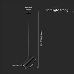 Lampadario a stelo 1xGU10/35W/230V nero