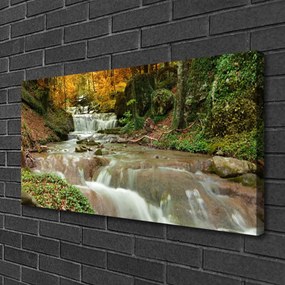 Stampa quadro su tela Cascata della natura della foresta 100x50 cm