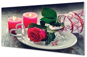 Quadro acrilico Rose il cuore della candela 100x50 cm