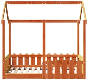 Giroletto casetta bambini marrone cera 70x140 cm massello pino