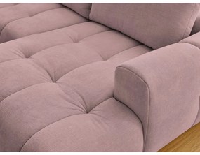 Divano angolare rosa allungabile e con contenitore (penisola a sinistra/a U) con rivestimento in ciniglia Fuji – Bobochic Paris