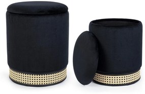 Andrea Bizzotto Milena Set 2 Pouf Contenitore effetto velluto Nero