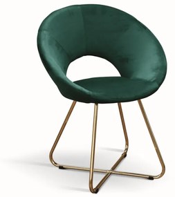 Set di poltroncine ZANTE in tessuto effetto velluto verde e base in metallo color oro
