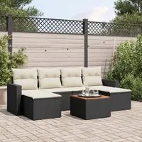 Set Divani da Giardino con Cuscini 7pz Nero Polyrattancod mxl 89499