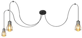 Lampadario a sospensione con filo TUBE LONG 3xE27/15W/230V nero/cromo