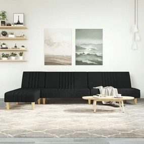 Divano Letto A L Nero 255x140x70 Cm İn Tessuto /