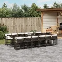 Set da Pranzo da Giardino 13pz con Cuscini Marrone Polyrattan 3211665