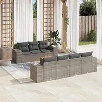 Set Divano da Giardino 8 pz con Cuscini Grigio in Polyrattan 3225353