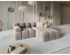 Divano angolare componibile in marrone chiaro (con penisola a destra) con rivestimento in velluto Bellis – Micadoni