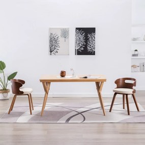 Sedie Da Pranzo 2 Pz İn Legno Curvato E Similpelle Crema /