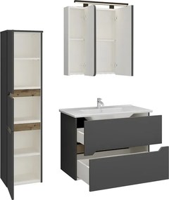 Composizione bagno sospesa 85 cm colore nero grafite matt | LAC-ARES-85 - KAMALU