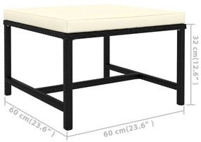 Set Divani da Giardino 6 pz con Cuscini in Polyrattan Nero