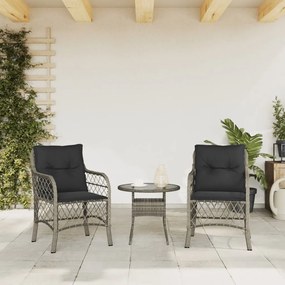 Sedie da giardino con cuscini 2 pz grigie in polyrattan