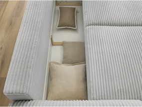 Divano in grigio chiaro allungabile con rivestimento in velluto a coste 257 cm Lucien – Bobochic Paris