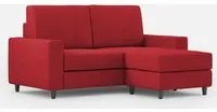 Divano 2 Posti con Pouf 148x155x85 cm Sakar in Tessuto Rosso