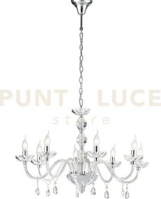 Lampadario riflesso cromo 8 luci attacco e14 83x190cm decorato in c...