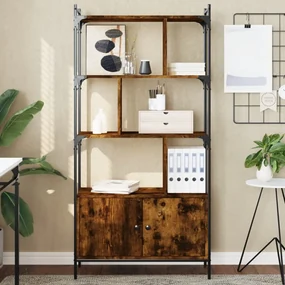 Libreria con ante rovere fumo 76,5x30x154,5cm legno multistrato