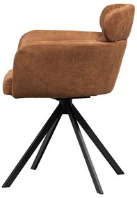 Sedia da pranzo marrone cognac in imbottito con braccioli Fenne – WOOOD