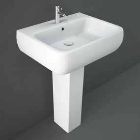 Lavandino con colonna 60x47 cm Rak serie Metropolitan in ceramica bianca lucida