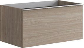 Cassettiera Pixel con 2 cassetti  frontale plain olmo Rousseau e maniglia alluminio brillante L80 x H40 x P45,5 cm