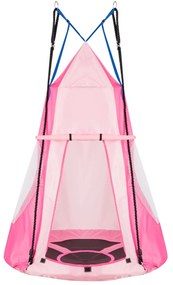 Costway Altalena con tenda da esterno e interno, Altalena con sedile per bambini e bambine, Rosa