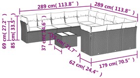 Set Divani da Giardino 12 pz con Cuscini Grigio in Polyrattan