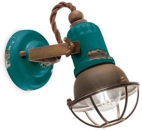 Applique Vintage Loft Ferro E Ceramica Verde 1 Luce E14