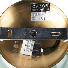 Plafoniera Art Déco in ottone con vetro verde - Pallon